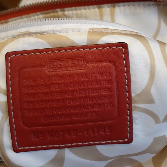 Stained nylon orange tan Coach purse with canvas - Picture 5 of 16